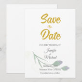 Trouwmoderne minimalistische eenvoudige kalligrafi save the date (Voorkant / Achterkant)