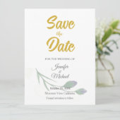 Trouwmoderne minimalistische eenvoudige kalligrafi save the date (Staand voorkant)