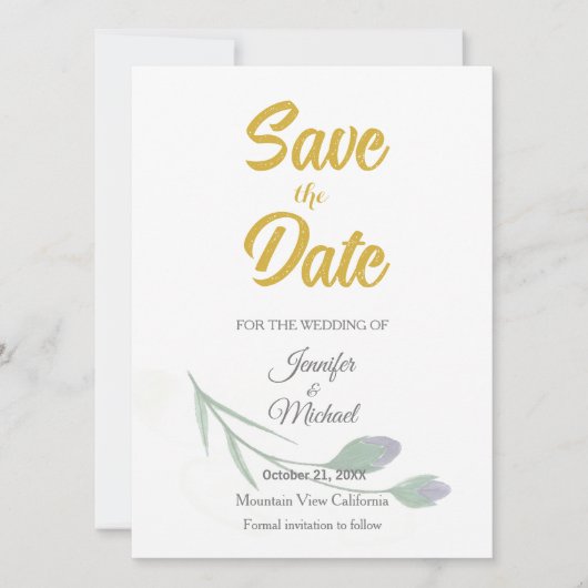 Trouwmoderne minimalistische eenvoudige kalligrafi save the date (Voorkant)