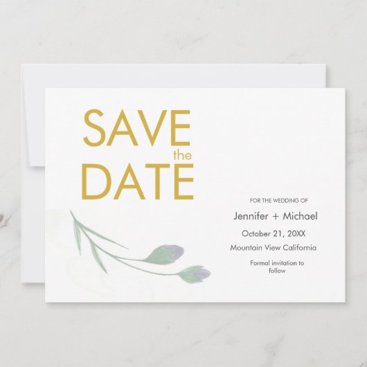 Trouwmoderne minimalistische vlakte aangepaste nam save the date (Voorkant)