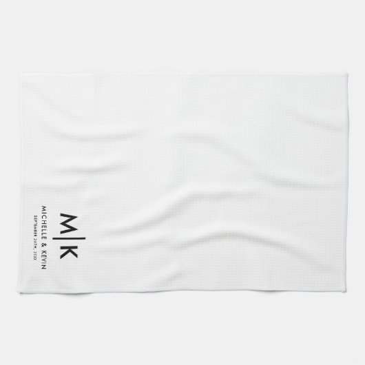 Trouwmoderne Monogram Initiaal Letters Koppel Theedoek (Horizontaal)