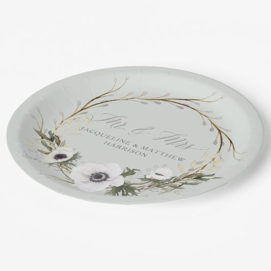 Trouwmoderne rustieke boho krans Anemoon krans Papieren Bordje (Gekanteld)