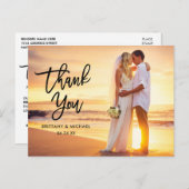 Trouwmoderne zwarte borstelscript dank je briefkaart (Voorkant / Achterkant)