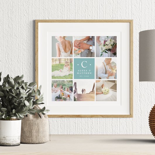 Trouwmonogram 8 Fotocollageprint Poster