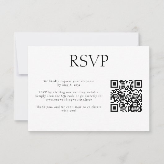 Trouwmonogram Aangepaste QR-code Trouwwebsite RSVP Kaartje (Voorkant)