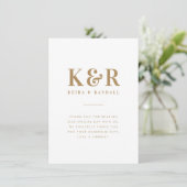 Trouwmonogram Minimalistisch Eenvoudig Goud en Wit Bedankkaart (Staand voorkant)