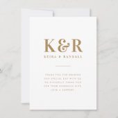Trouwmonogram Minimalistisch Eenvoudig Goud en Wit Bedankkaart (Voorkant)