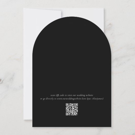 Trouwmonogram Modern Solid Black Aangepaste QR-cod Kaart (Achterkant)