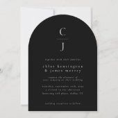 Trouwmonogram Modern Solid Black Aangepaste QR-cod Kaart (Voorkant)
