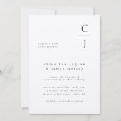 Trouwmonogram Modern Zwart Wit Aangepaste QR-code Kaart (Voorkant)