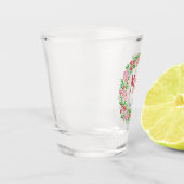 Trouwmonogram Mooie bloemenslingers Getrouwd Datum Shot Glas (Links)