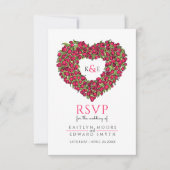Trouwmonogram rode tulp bloem hart RSVP Kaartje (Voorkant)
