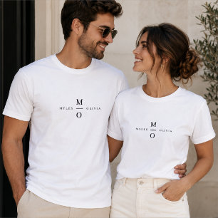 Trouwmonogram T-shirts Op maat gemaakte koppelsh