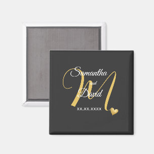 Trouwmonogramontwerp met namen en datum magneet