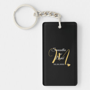Trouwmonogramontwerp met namen en datum sleutelhanger