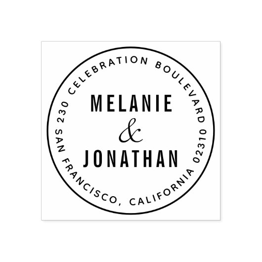 Trouwnamen Creëer Uw eigen ronde retouradres Rubberstempel (Afrduk)