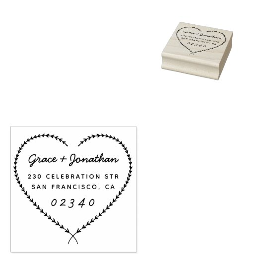 Trouwnamen Hartkrans retouradres Rubberstempel (Gestempeld)