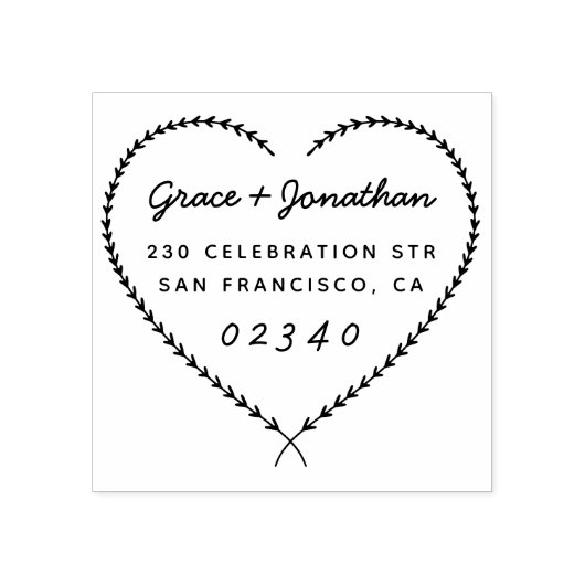 Trouwnamen Hartkrans retouradres Rubberstempel (Afrduk)