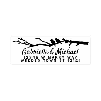 Trouwnamen Retouradres | Vogels boomtak Zelfinktende Stempel