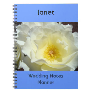 Trouwnotities Planner Notitieboek Blauw Witte Roos