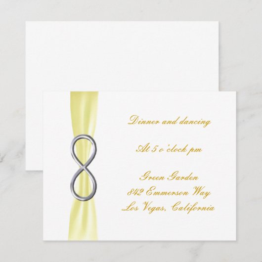Trouwontvangstkaart met gele oneindigheid kaart (Voorkant / Achterkant)