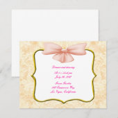 Trouwontvangstkaart met Roze Strik Kaart (Voorkant / Achterkant)