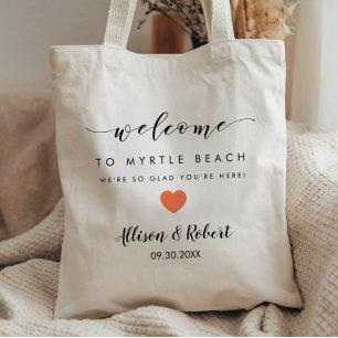 Trouwontvangsttas voor hotelbestemming, koraal tote bag