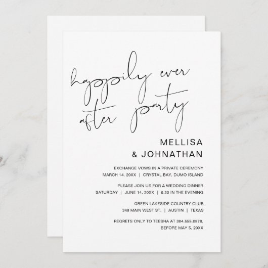 Trouwontvluchting, Happily Ever After Feest Kaart (Voorkant / Achterkant)