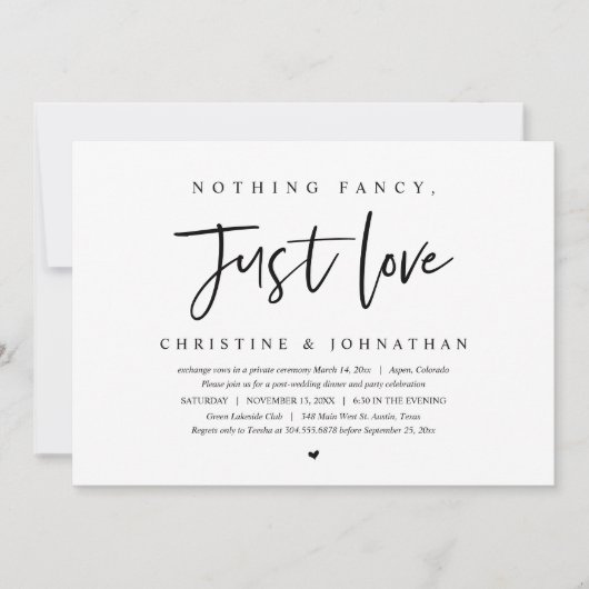 Trouwontvluchting, Niets fancy, gewoon liefdesuitn Kaart (Voorkant)