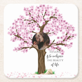 Trouwpaar aangepaste foto vierkante kartonnen onderzetter