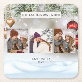 Trouwpaar aangepaste foto vierkante kartonnen onderzetter