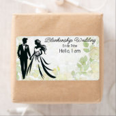 Trouwpaar Bloemen Achtergrond Label Naam Tag (Insitu)