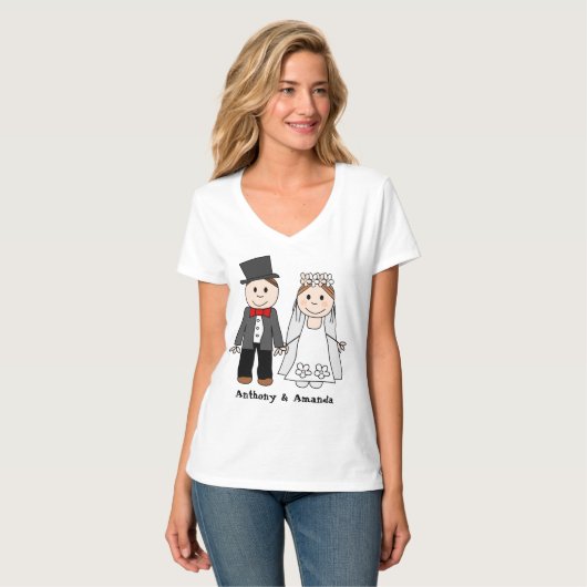 TROUWPAAR, bruid en bruidegom T-shirt (Voorkant volledig)