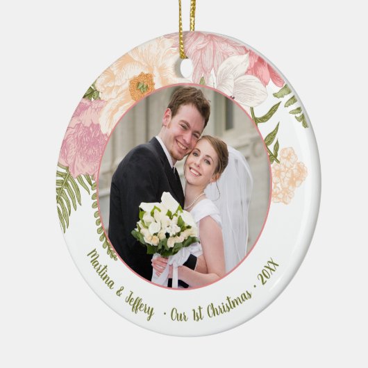 Trouwpaar foto Eerste kerst Ornament (Links)