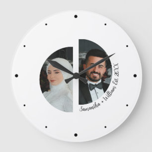 Trouwpaar foto met namen en datum wandklok grote klok