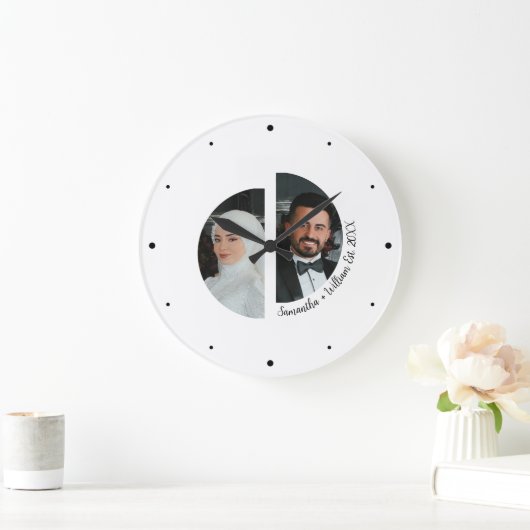 Trouwpaar foto met namen en datum wandklok grote klok (Huis)