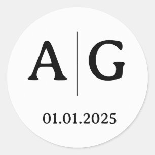 Trouwpaar Initiaal labels   Rond wit