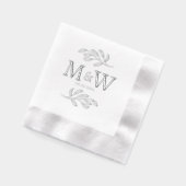 Trouwpaar Monogram Datum Elegant Botanisch Folie Servetten (Links)
