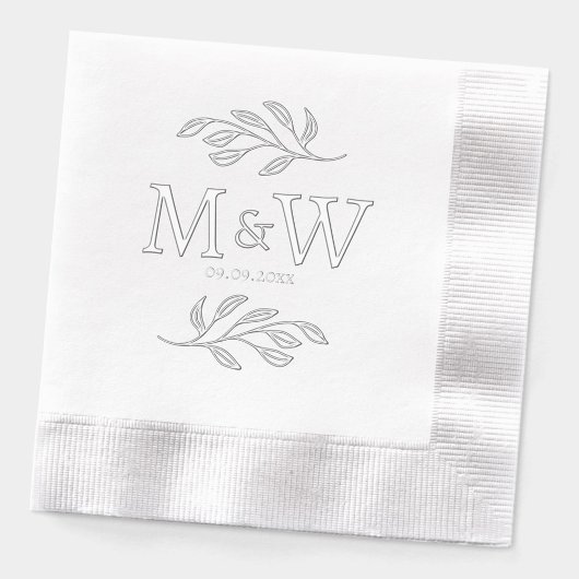 Trouwpaar Monogram Datum Elegant Botanisch Folie Servetten