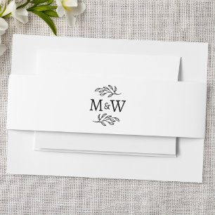 Trouwpaar Monogram Elegant Botanisch Blad Uitnodigingen Wikkel