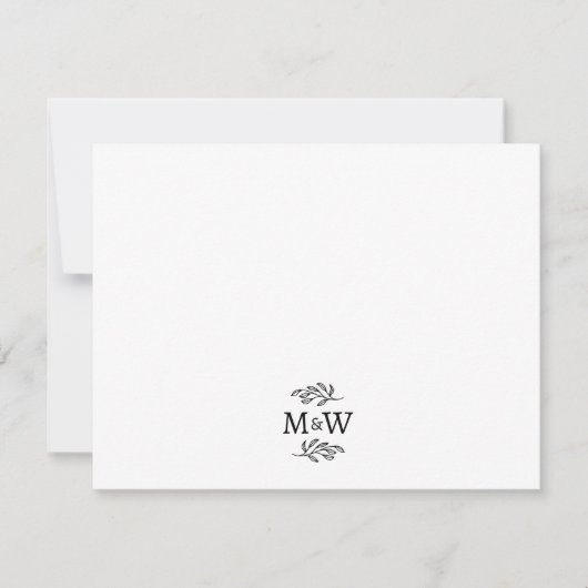 Trouwpaar Monogram Elegant Botanisch Notitiekaartje (Voorkant)