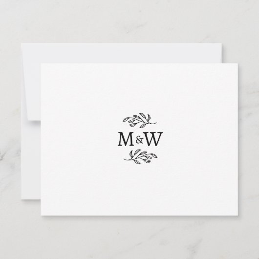 Trouwpaar Monogram Elegant Botanisch Notitiekaartje (Achterkant)