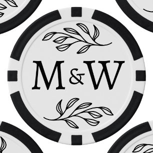 Trouwpaar Monogram Elegant Botanisch Poker Chips
