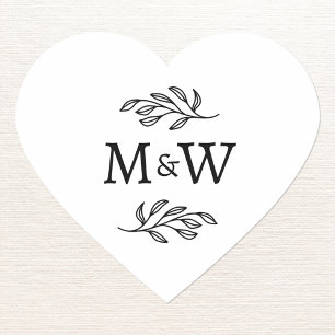 Trouwpaar Monogram Initiaal Botanisch Hart Sticker