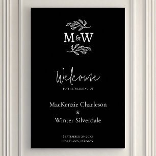 Trouwpaar Monogram Initialen Botanisch Welkom Poster