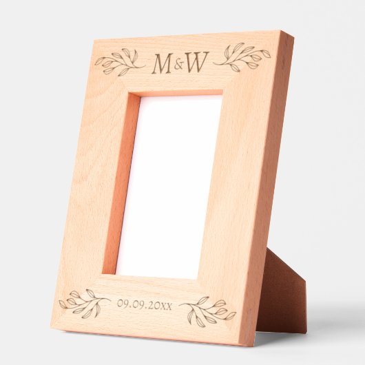 Trouwpaar Monogram Initialen Datum gepersonaliseer Gegraveerde Lijstjes (Links)