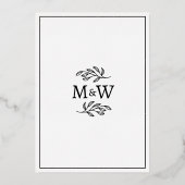Trouwpaar Monogram Initialen Minimalistisch Folie Uitnodiging (Achterkant)