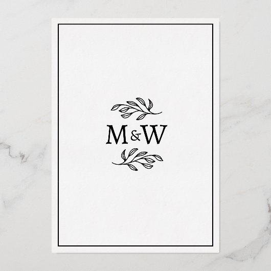 Trouwpaar Monogram Initialen Minimalistisch Goud Folie Uitnodiging (Achterkant)