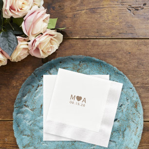 Trouwpaar Monogram Liefde Hart Servet
