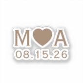 Trouwpaar Monogram Liefde Hart Sticker (Voorkant)